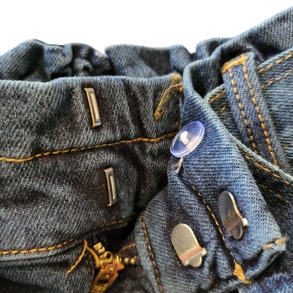 Woman's Jeans Paper Bag Top Dark Wash Belted Waist Time & Tru Size 4 NWT JJ3447 - Picture 7 of 8